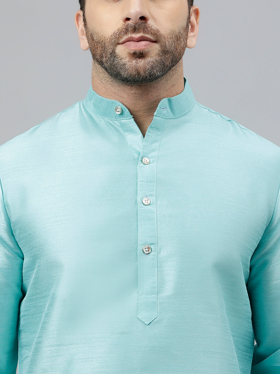 Hangup Men's Partywear Turquoise KurtaSet