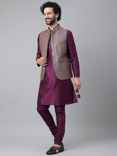 Hangup Men Casual Embroidered Kurta Set