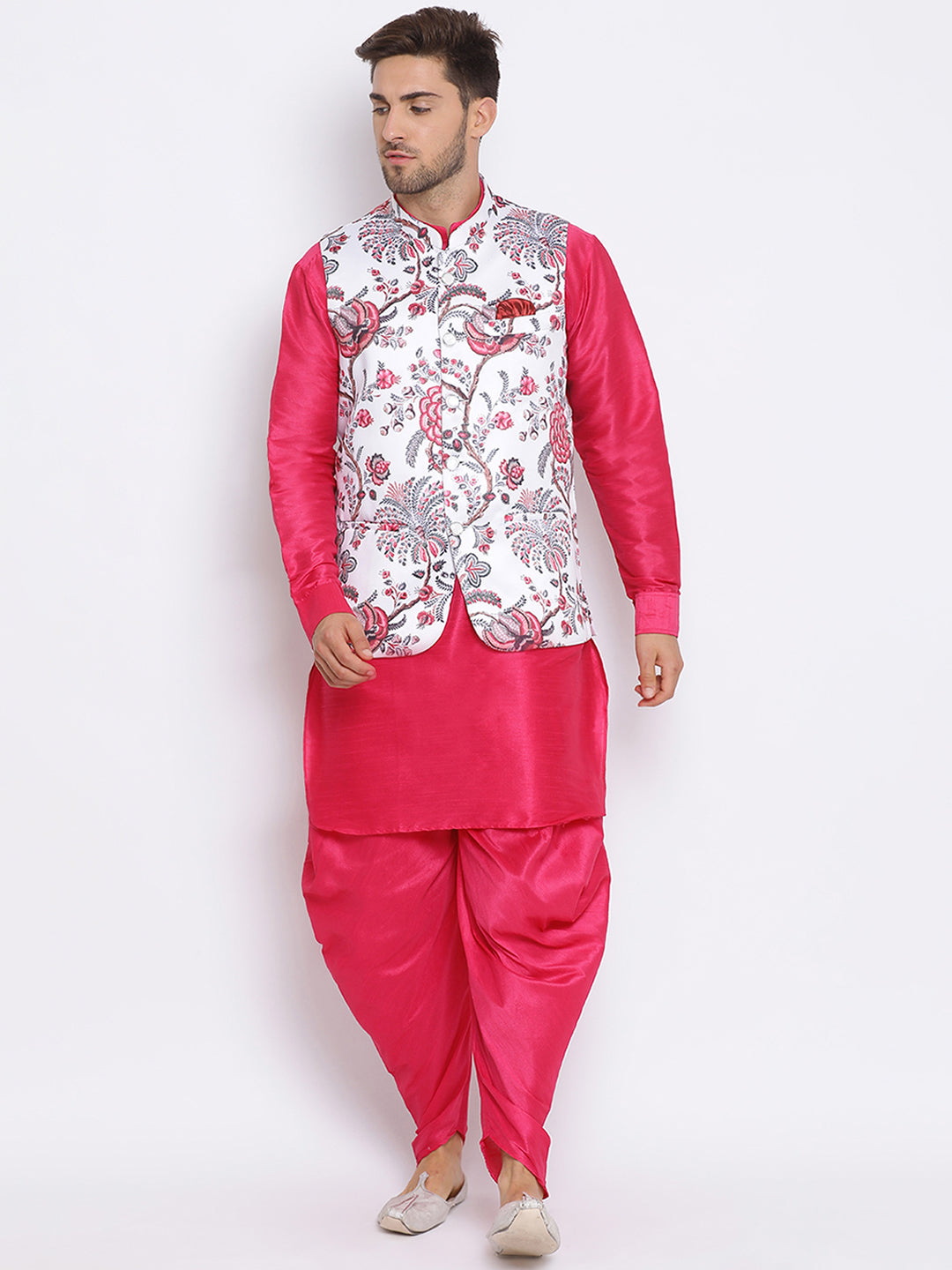 Hangup Men Party Printed 3Pc Kurta Harem and waistcoat