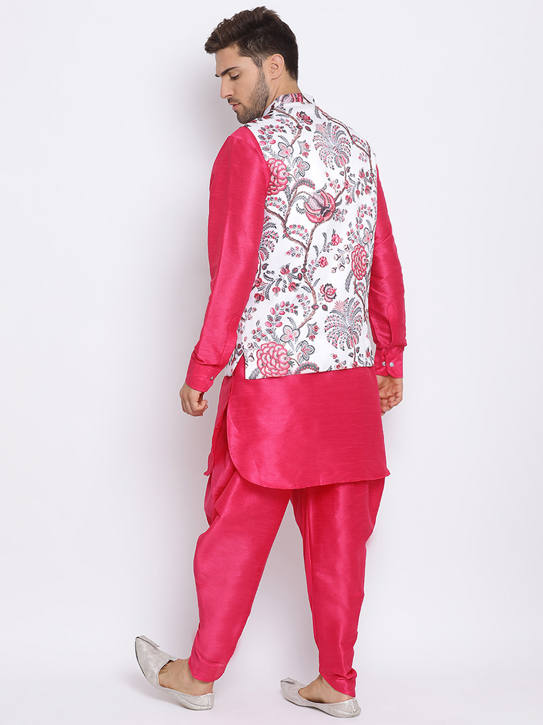 Hangup Men Party Printed 3Pc Kurta Harem and waistcoat