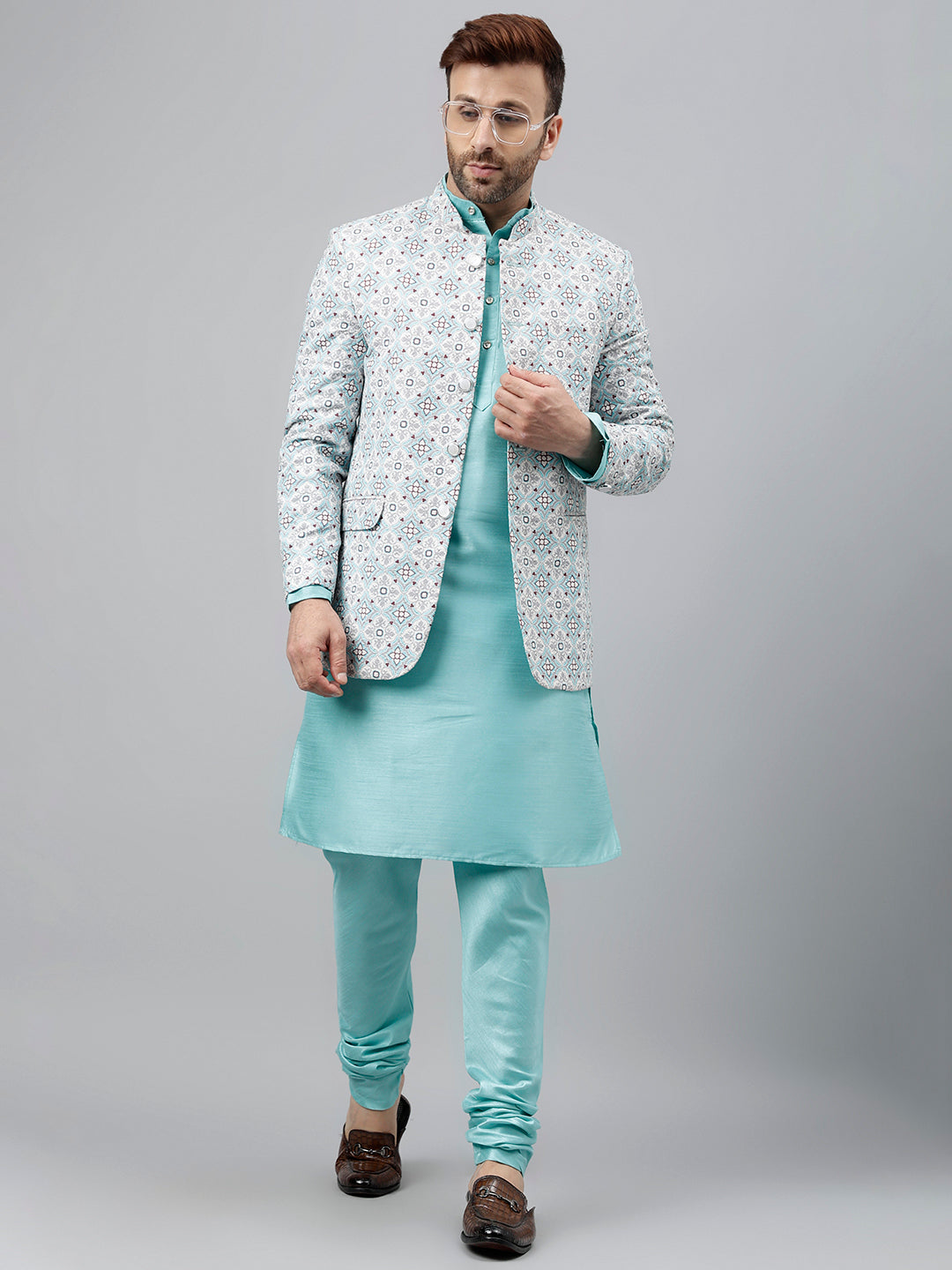 Hangup Men's Ethnic Kurta Pyjama and Blazer Set