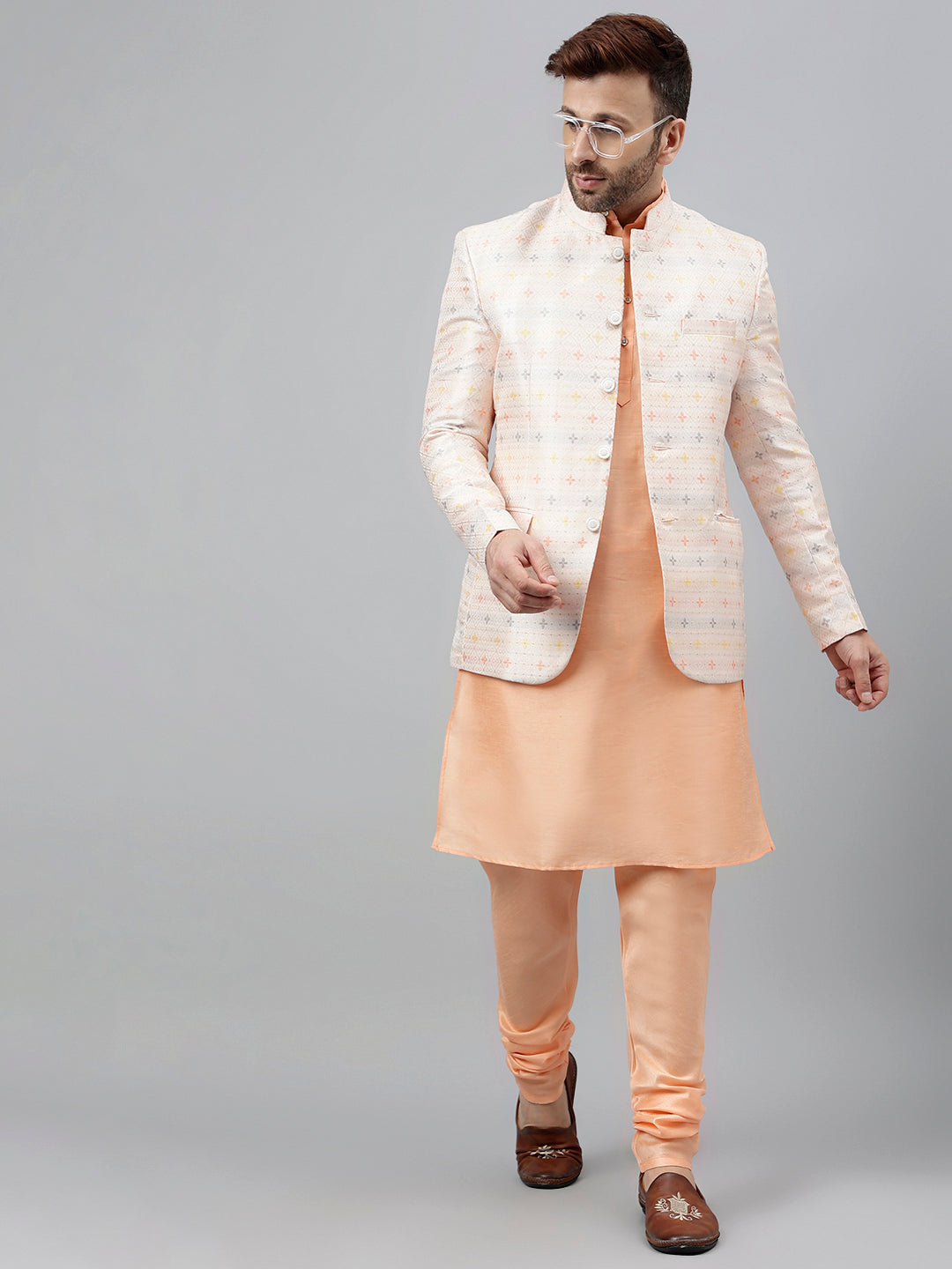 Hangup Men's Ethnic Kurta Pyjama and Blazer Set