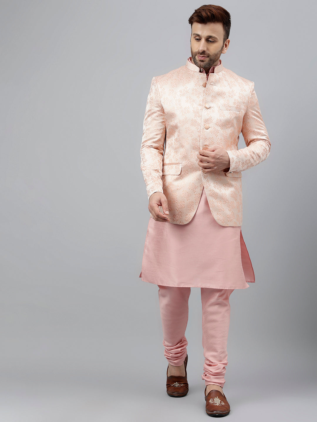 Hangup Men's Ethnic Kurta Pyjama and Blazer Set