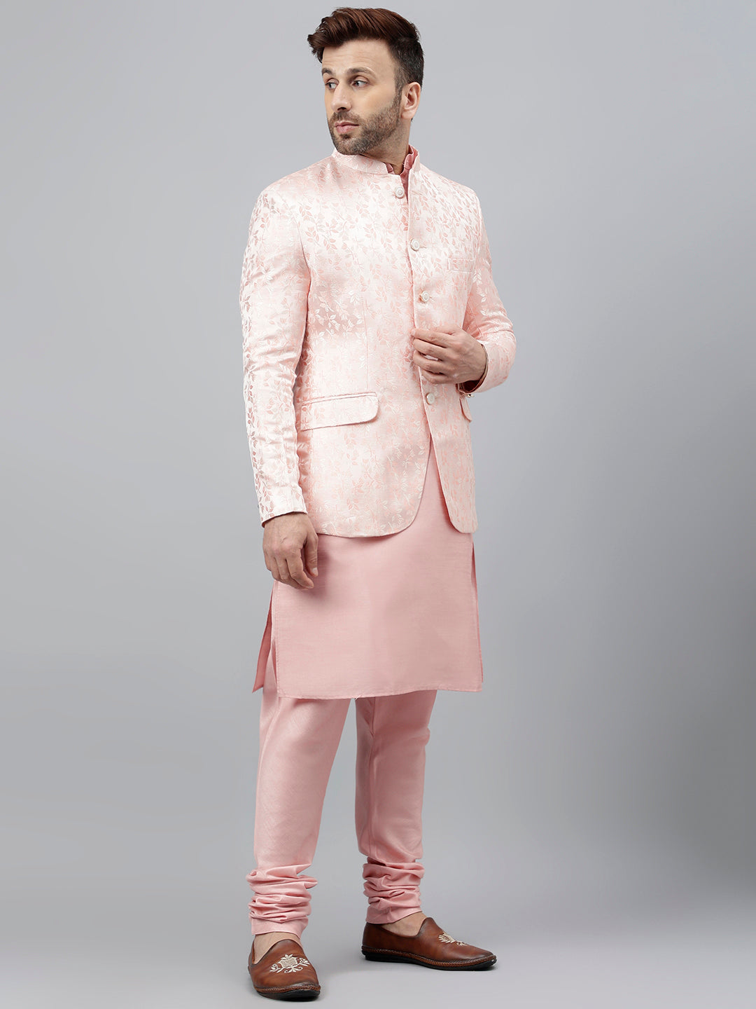 Hangup Men's Ethnic Kurta Pyjama and Blazer Set