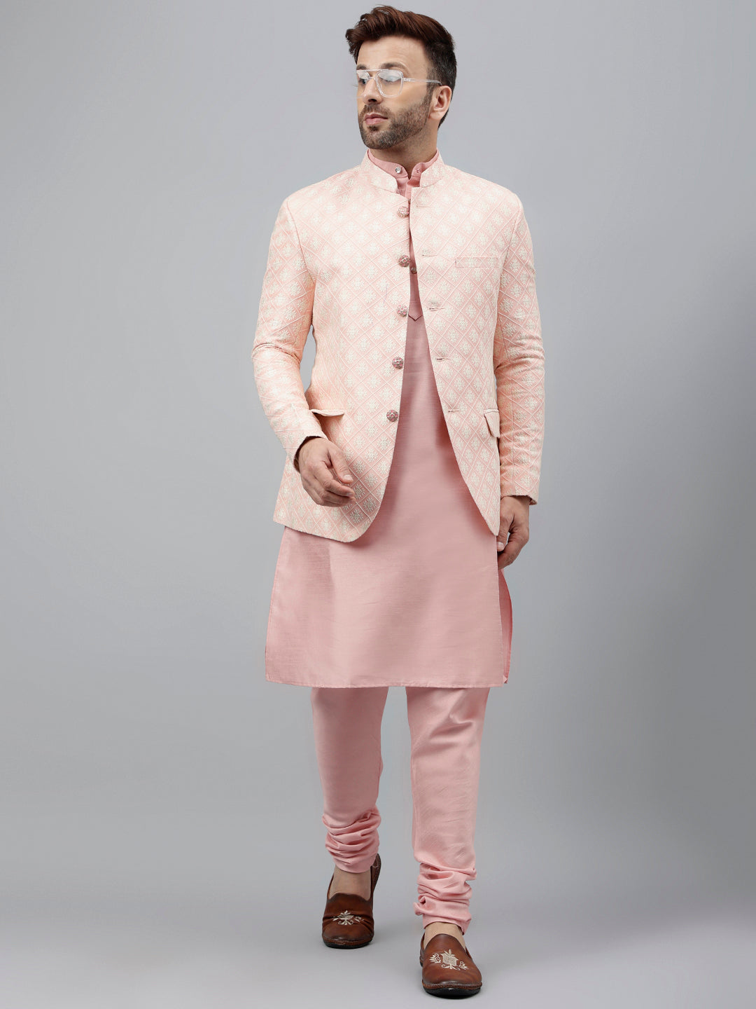 Hangup Men's Ethnic Kurta Pyjama and Blazer Set