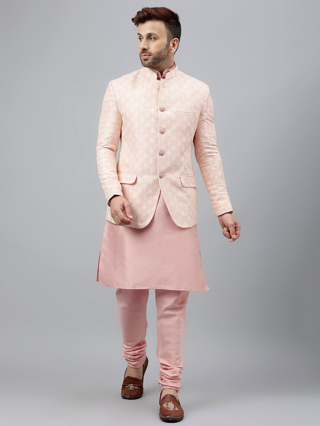 Hangup Men's Ethnic Kurta Pyjama and Blazer Set