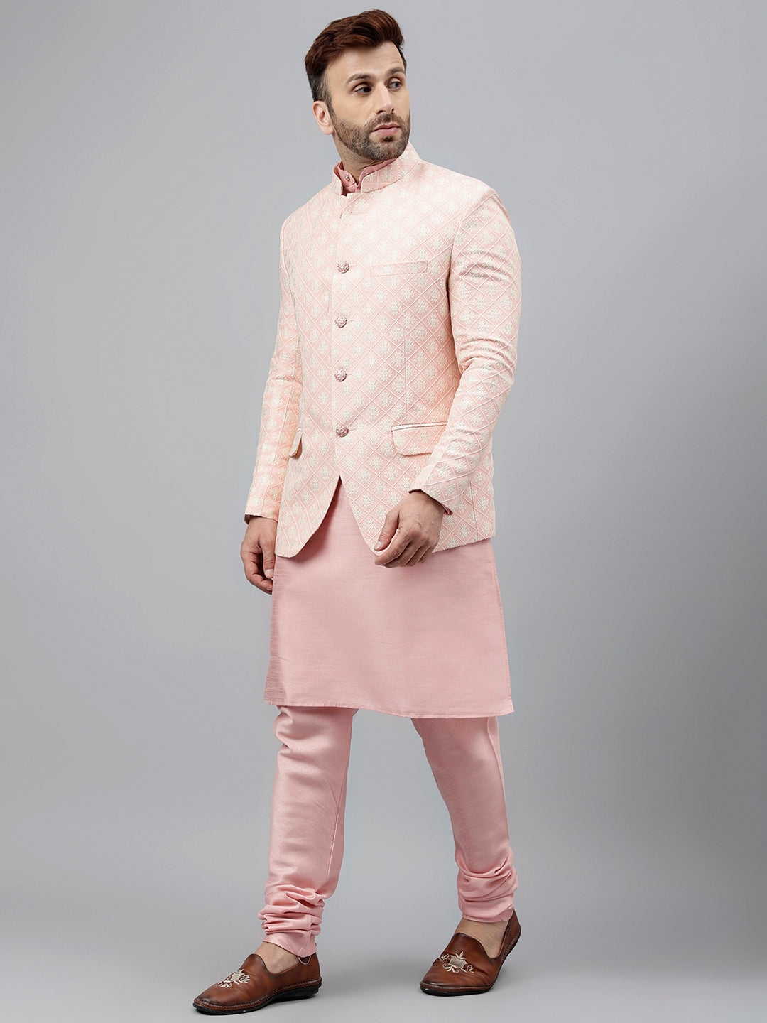 Hangup Men's Ethnic Kurta Pyjama and Blazer Set