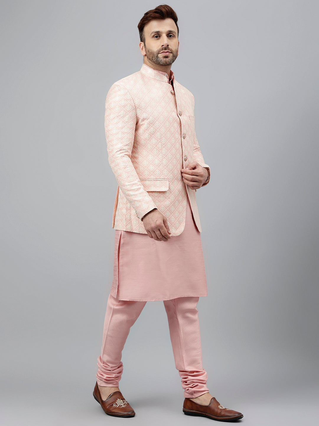 Hangup Men's Ethnic Kurta Pyjama and Blazer Set