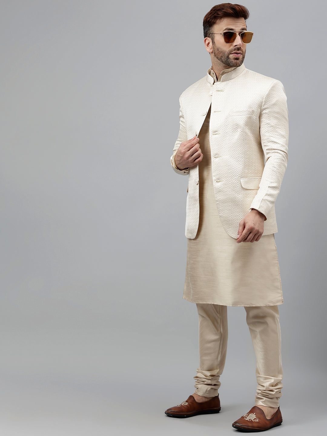 Hangup Men's Ethnic Kurta Pyjama and Blazer Set