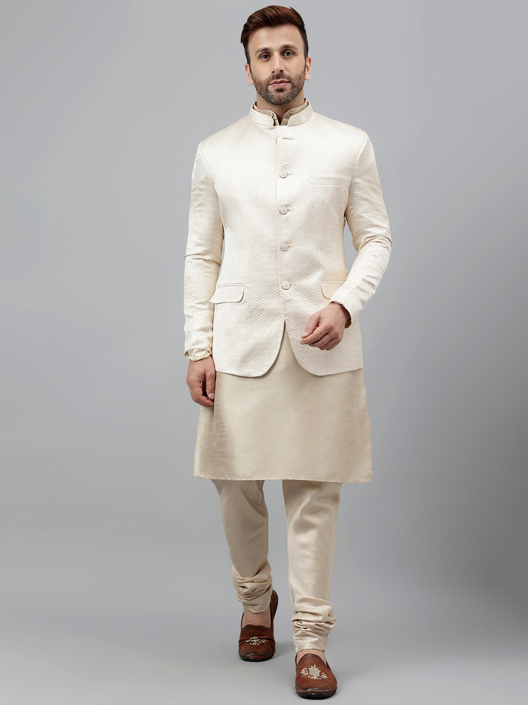 Hangup Men's Ethnic Kurta Pyjama and Blazer Set