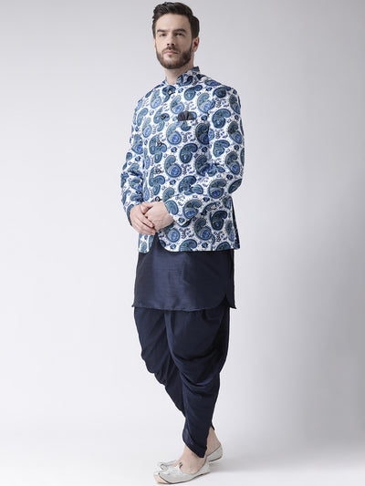 Hangup Men Partywear Printed Kurta Harem Blazer