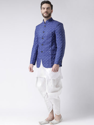 Hangup Men Partywear Printed Kurta Harem Blazer