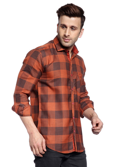 Hangup Men's Casual Checkered Cotton Viscose Shirt