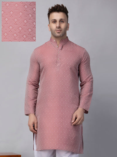 Hangup Men's Ethnic Jacquard maroon Kurta