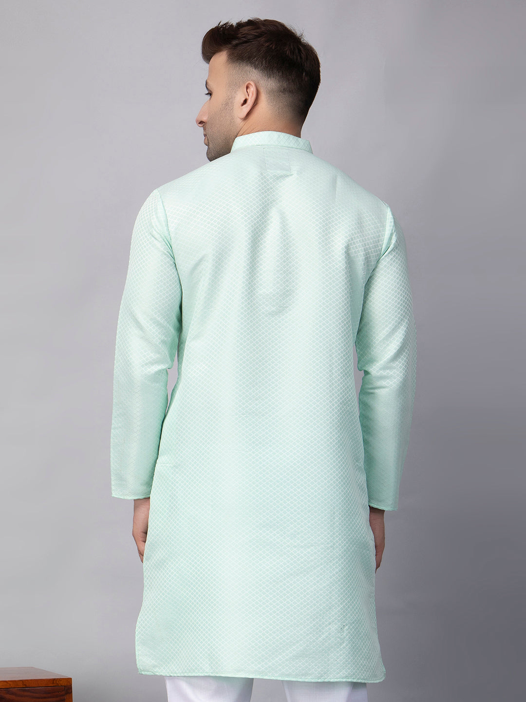 Hangup Men's Ethnic Jacquard asmani Kurta