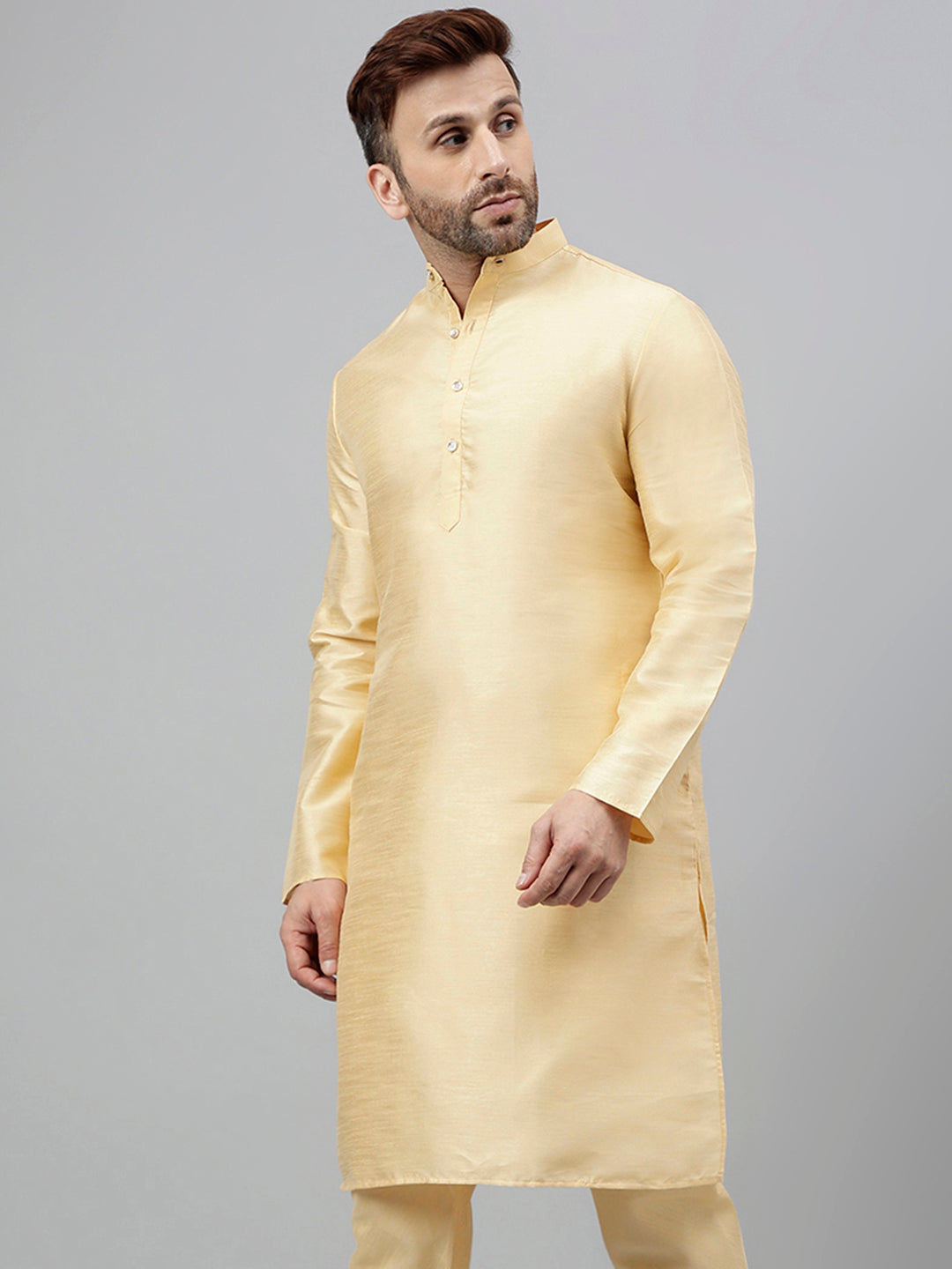 Hangup Men's Ethnic Solid Fawn Kurta