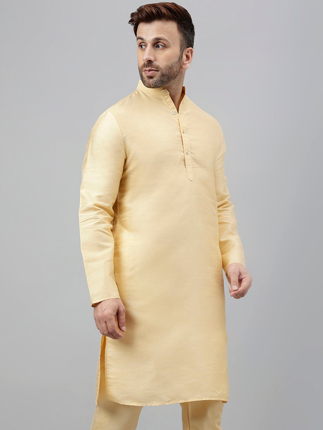 Hangup Men's Ethnic Solid Fawn Kurta