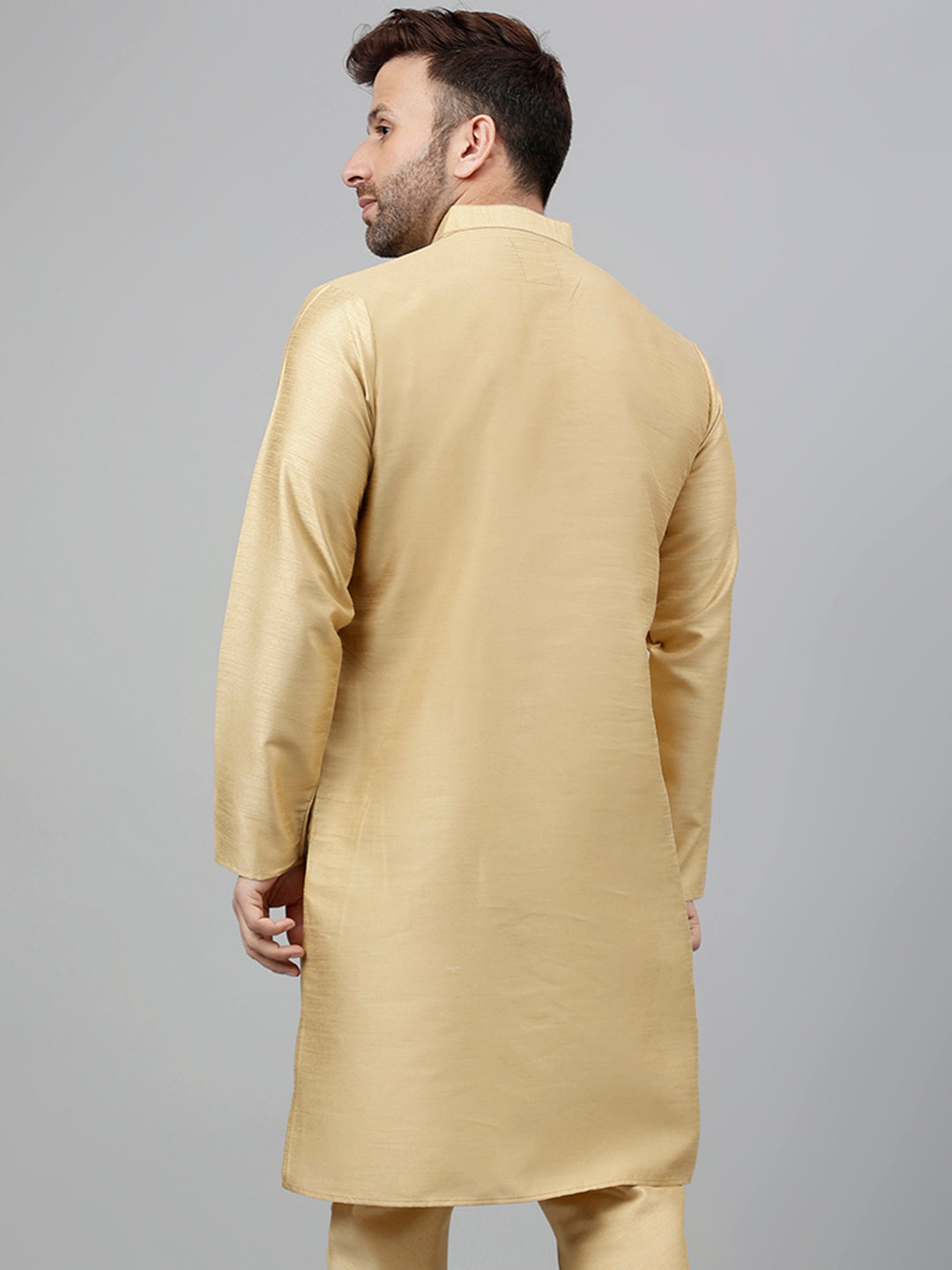 Hangup Men's Ethnic Solid Khakhi Kurta