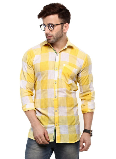 Hangup Men's Casual Checkered Cotton Shirt