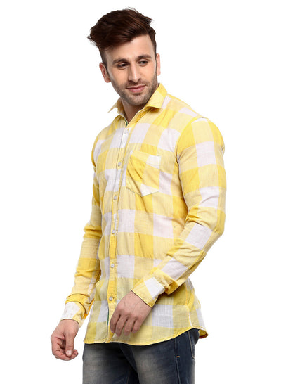 Hangup Men's Casual Checkered Cotton Viscose Shirt