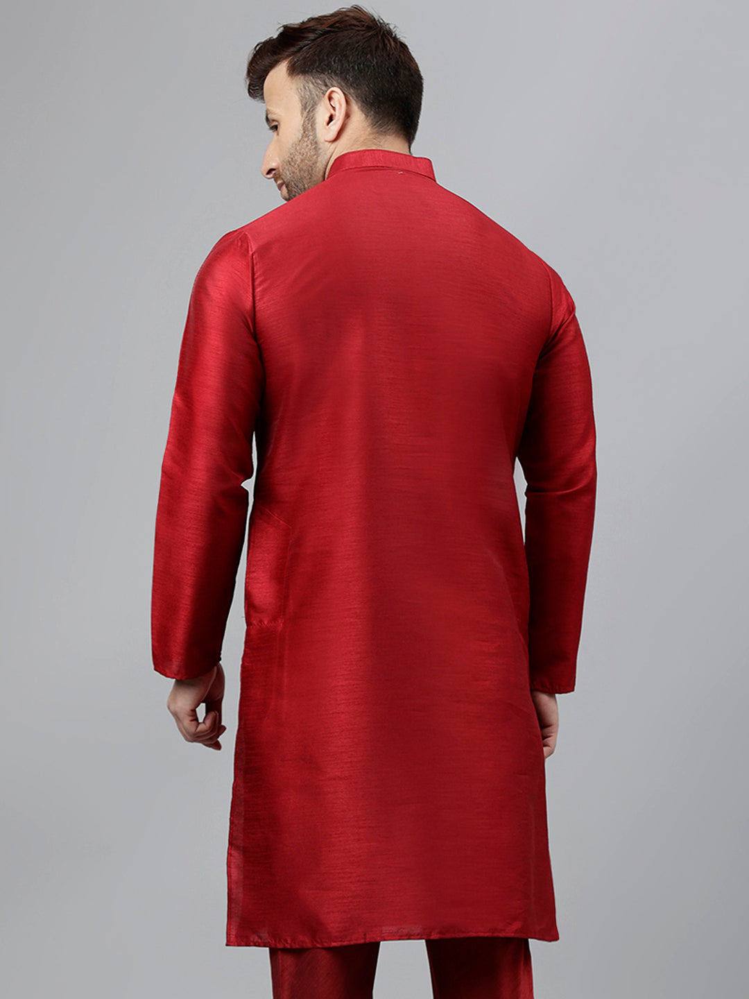 Hangup Men's Ethnic Solid Maroon Kurta