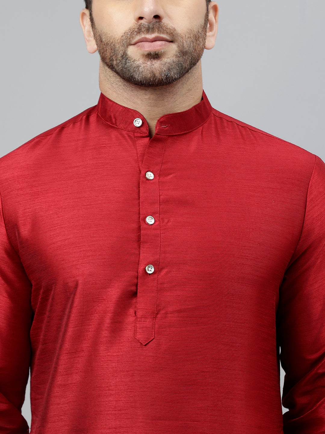 Hangup Men's Ethnic Solid Maroon Kurta