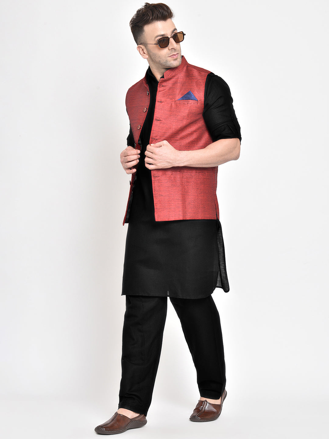 Hangup Men's Partywear Ethnic Nehru Jacket