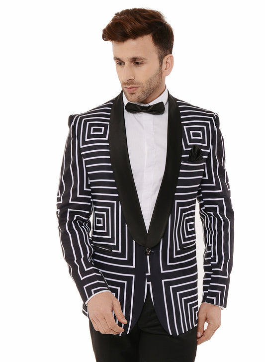 Hangup Men's Party Printed Blazer