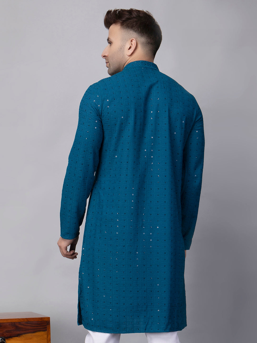 Hangup Men's Ethnic Embroidered Green Kurta