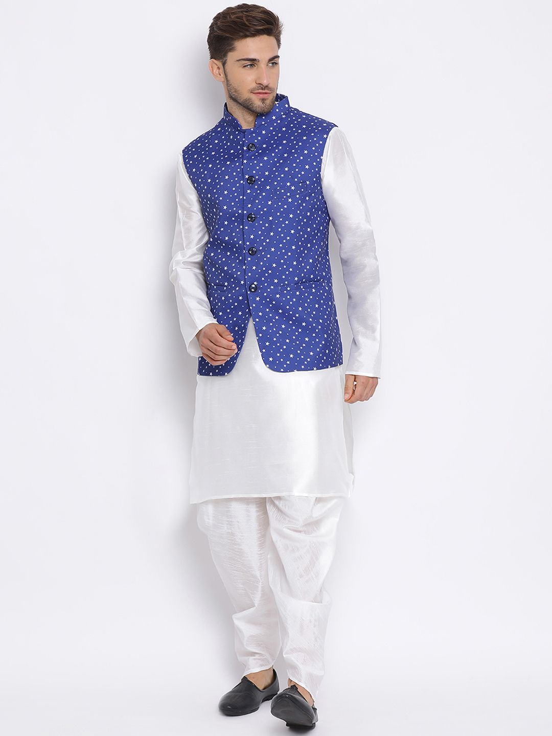 Hangup Men Party Printed 3Pc Kurta Harem and waistcoat